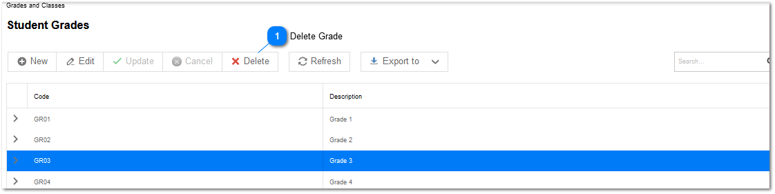 Delete Grade