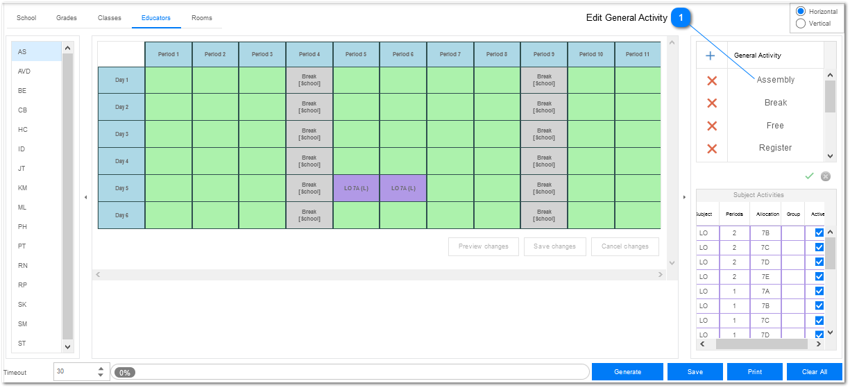 Edit General Activity