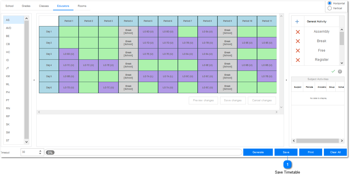 Save Timetable