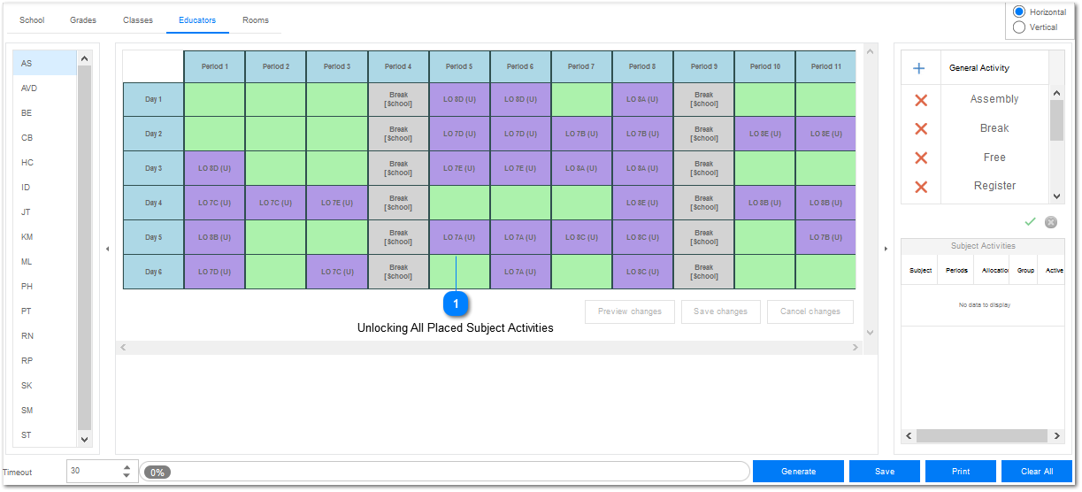 Unlocking All Placed Subject Activities